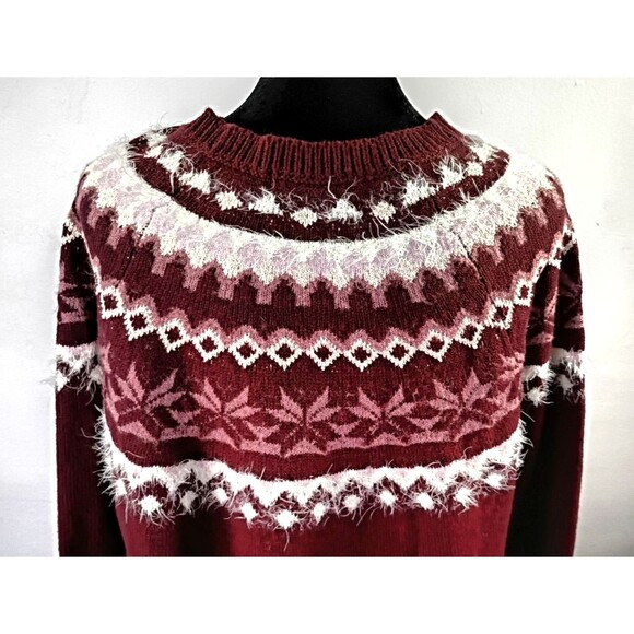 Eddie Bauer Sweater Size M Burgundy Maroon Pullover Crewneck Preppy Academia - Picture 12 of 15